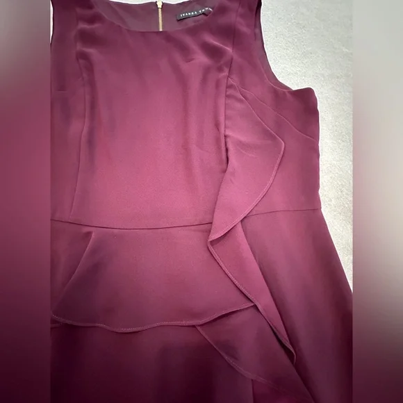 Ivanka Trump Bateau Neck Sleeveless Sheath Dress Purple Gold Accent Zipper Sz 14 - Picture 7 of 12